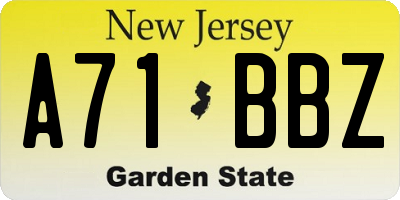 NJ license plate A71BBZ