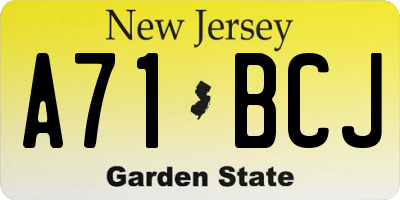 NJ license plate A71BCJ