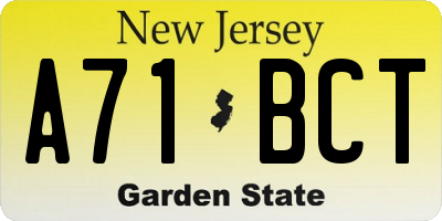 NJ license plate A71BCT