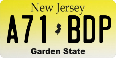 NJ license plate A71BDP