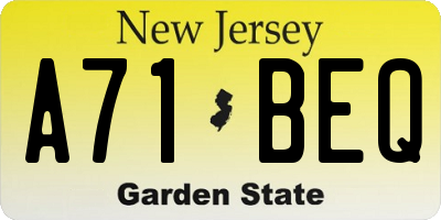 NJ license plate A71BEQ