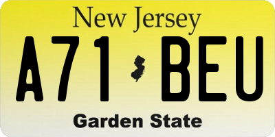 NJ license plate A71BEU