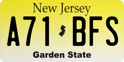 NJ license plate A71BFS