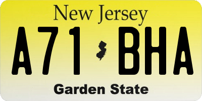 NJ license plate A71BHA