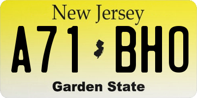 NJ license plate A71BHO