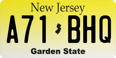 NJ license plate A71BHQ