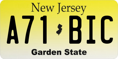 NJ license plate A71BIC