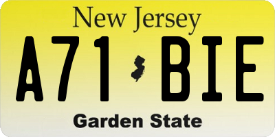 NJ license plate A71BIE