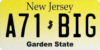 NJ license plate A71BIG