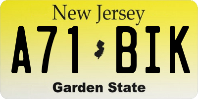 NJ license plate A71BIK