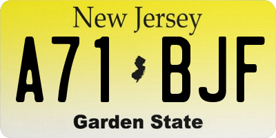 NJ license plate A71BJF