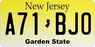 NJ license plate A71BJO