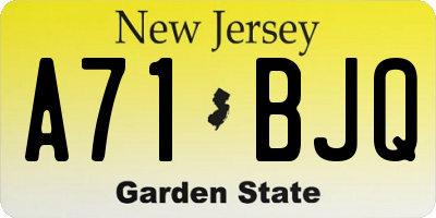 NJ license plate A71BJQ