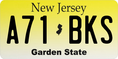 NJ license plate A71BKS
