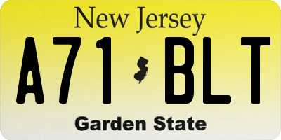 NJ license plate A71BLT
