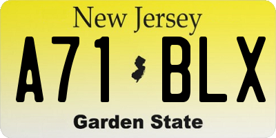 NJ license plate A71BLX