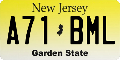 NJ license plate A71BML