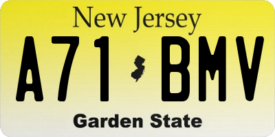 NJ license plate A71BMV