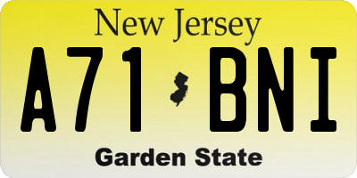 NJ license plate A71BNI