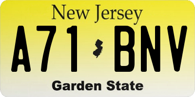 NJ license plate A71BNV
