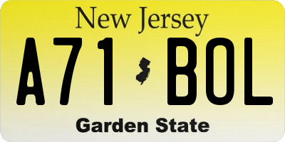 NJ license plate A71BOL