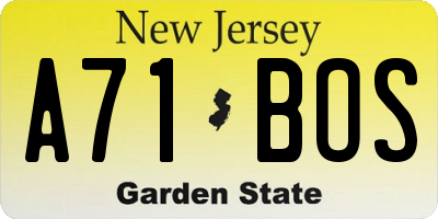 NJ license plate A71BOS