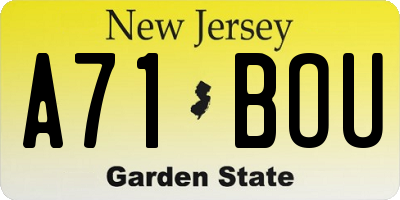 NJ license plate A71BOU