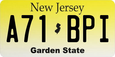 NJ license plate A71BPI