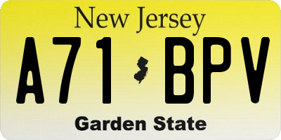 NJ license plate A71BPV
