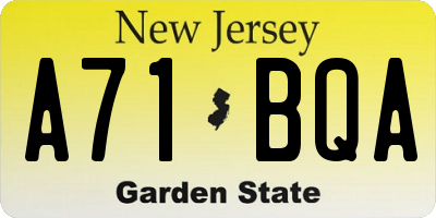 NJ license plate A71BQA
