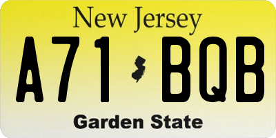 NJ license plate A71BQB