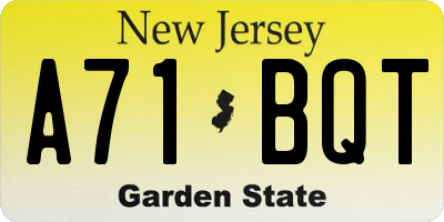 NJ license plate A71BQT