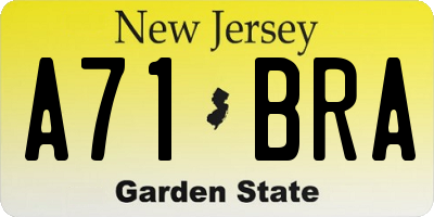 NJ license plate A71BRA