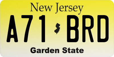NJ license plate A71BRD