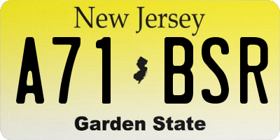 NJ license plate A71BSR