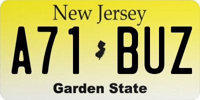 NJ license plate A71BUZ