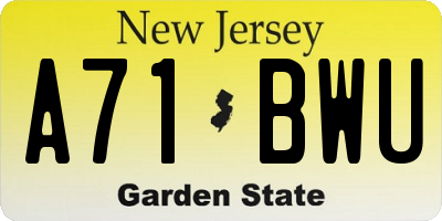 NJ license plate A71BWU