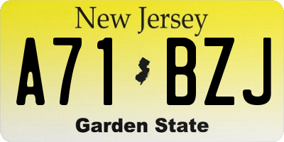 NJ license plate A71BZJ