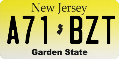 NJ license plate A71BZT