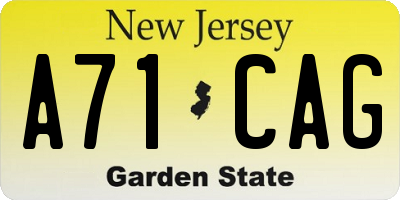 NJ license plate A71CAG