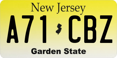 NJ license plate A71CBZ