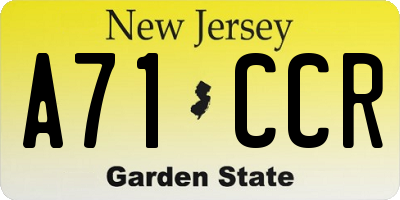NJ license plate A71CCR