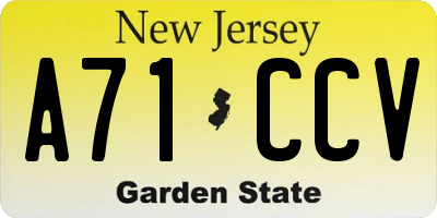 NJ license plate A71CCV