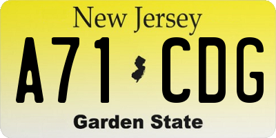NJ license plate A71CDG