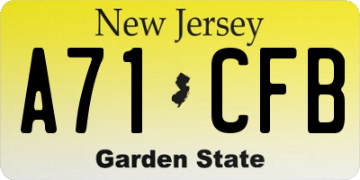 NJ license plate A71CFB