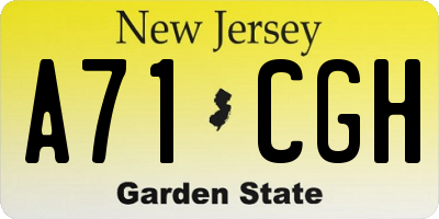 NJ license plate A71CGH