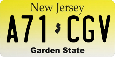 NJ license plate A71CGV