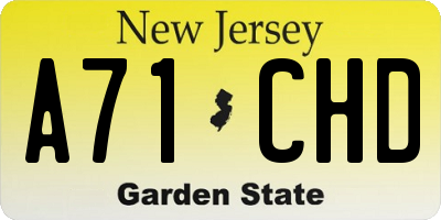 NJ license plate A71CHD