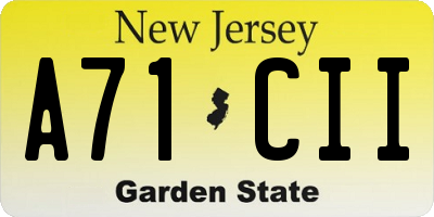 NJ license plate A71CII
