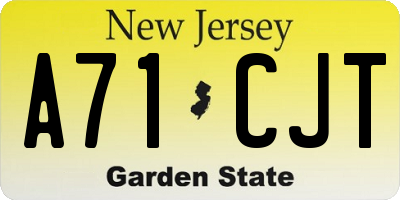 NJ license plate A71CJT